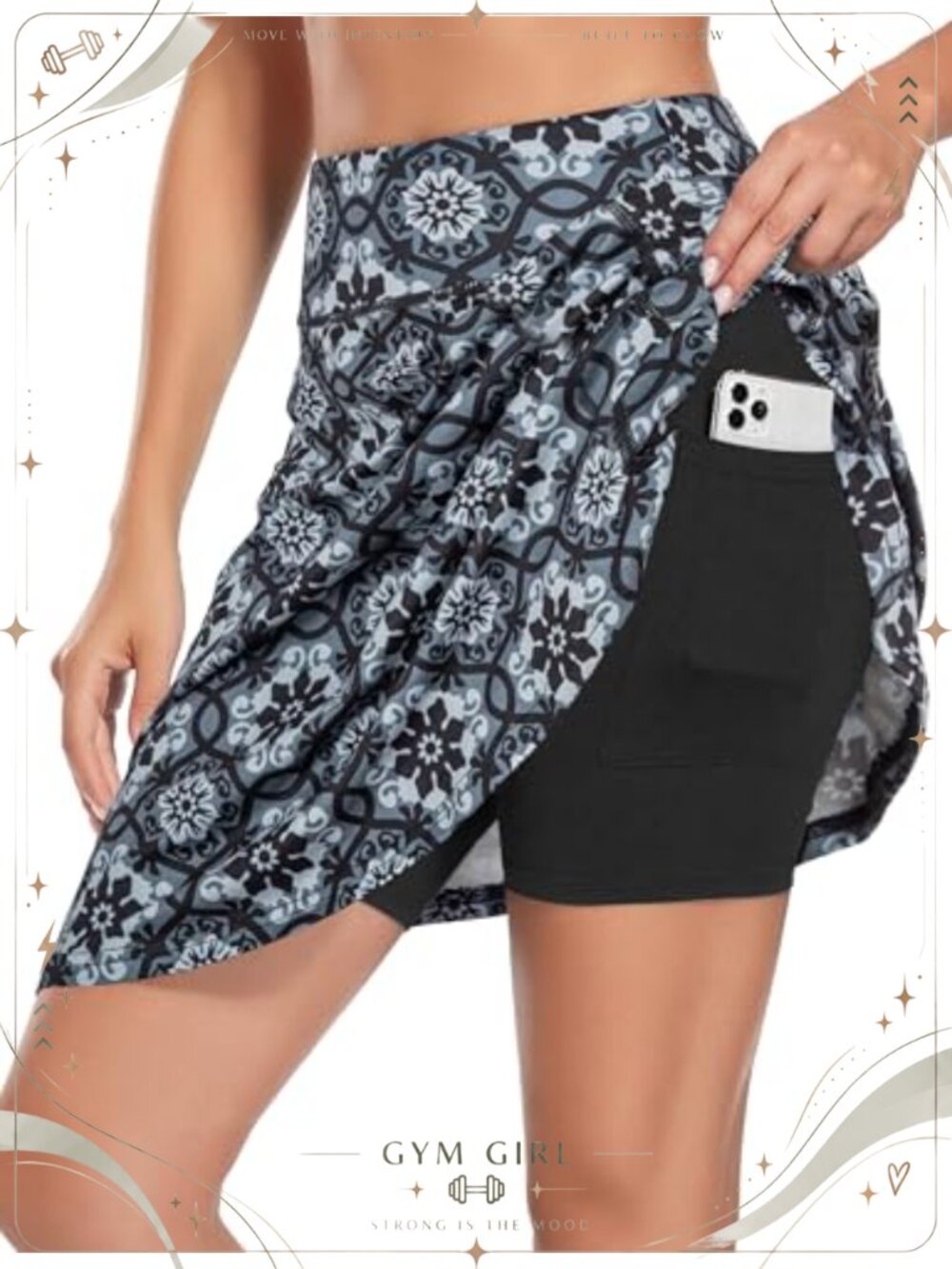 Knee Length Skorts Skirts Tennis Golf Skort with 4 Pockets Built-in Shorts
